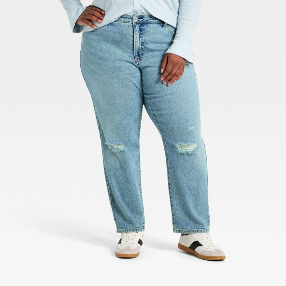 Open Box - Ava & Viv - Women's Mid-Rise Boyfriend Jeans - Ava & Viv Mediu Blue